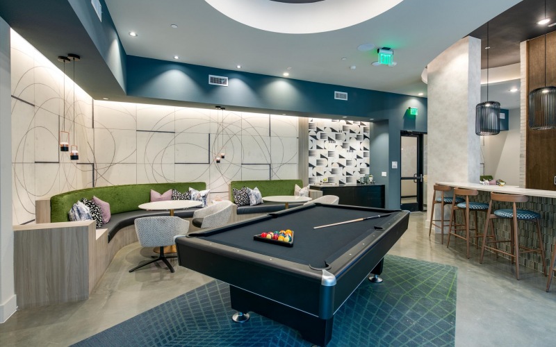 Community space with pool table