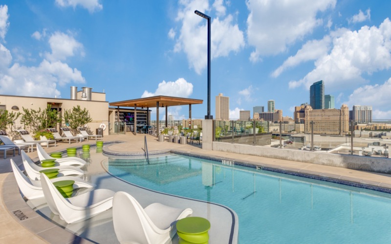 pool with spacious surroundings